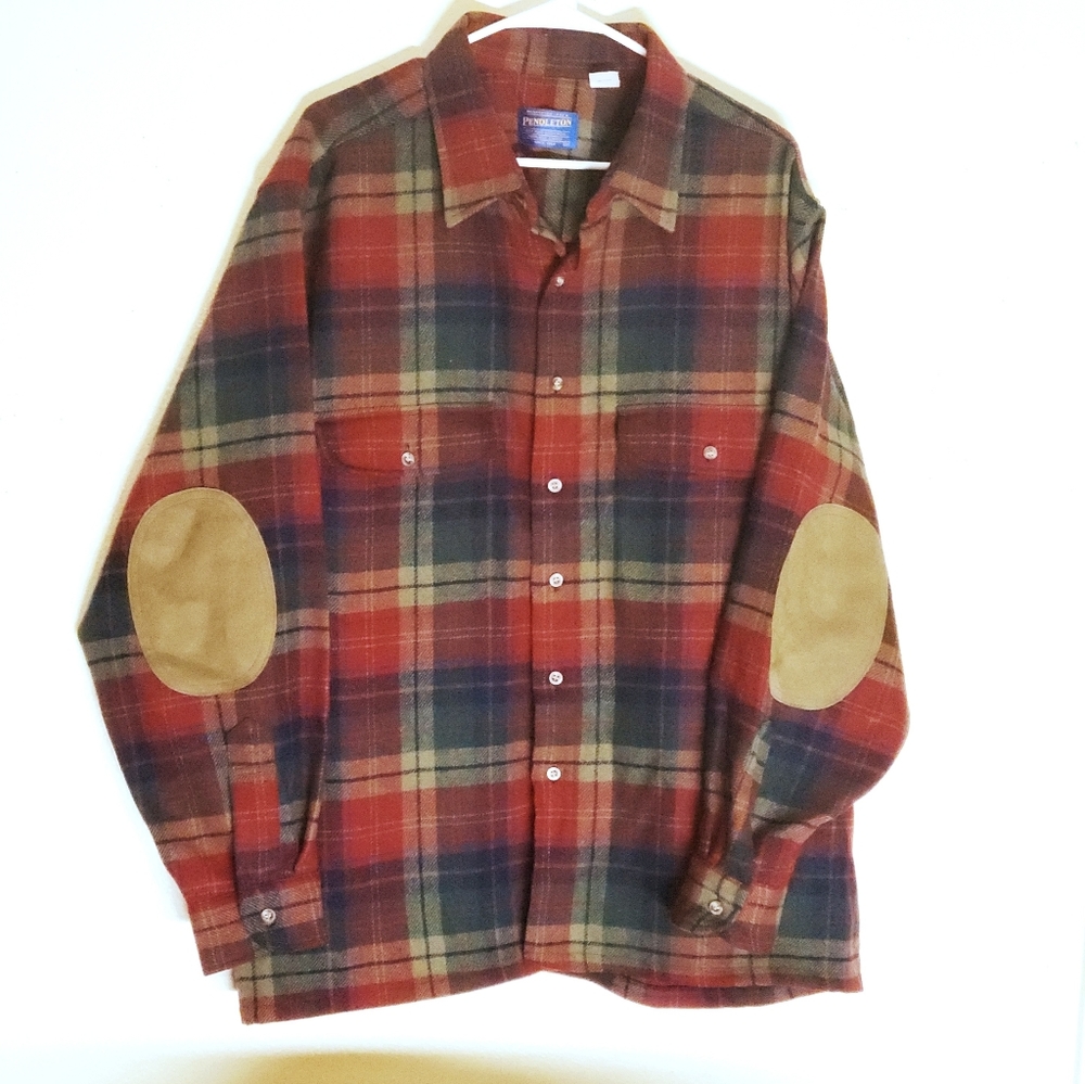 Pendleton Elbow Patch Wool Long Sleeve Shirt - image 1